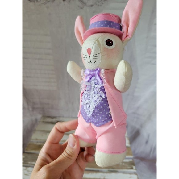 Shabby‎ chic Easter bunny rabbit tuxedo home decor - Picture 2 of 6
